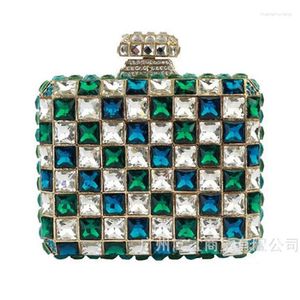 Sacos de noite Mulheres Multi Color Diamantes Metal Dia Embreagens Vestido Bolsa Corrente Ombro Mensageiro Pequeno Corpo Cruz