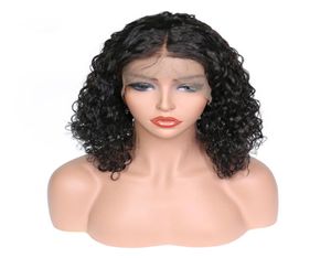 Discount product top grade unprocessed remy virgin human hair medium natural color kinky curly full front lace cap wig for lady4145030