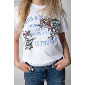 23ss Zadig Voltaire Designer T Shirts Classic Letter Print Flower Snake Embroidery Embroidered Women Short Sleeved T-shirt Tees Tops 106