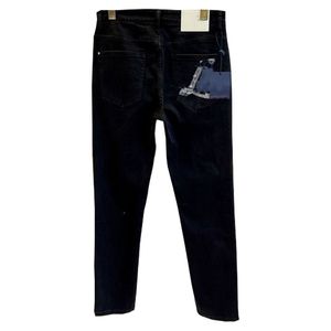 Herren-Jeans, Designer-Jeans, modisch, Biker-Cargo, für Herren, schwarze Hose, Herren, gerades Bein, Reißverschluss, Stretch-Denim, gerades Bein, Jeans, Stickerei, V-Logo, Denim, Stretch, schmale Passform, L L