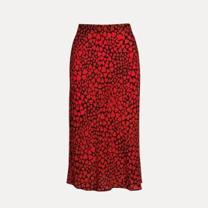 Skirt Klacwaya Red Heart Girls Silk Pencil Sigri Women 2019 Fashion High Waist Slim Slimt Ladies Chic Boho Leopard Mermaid Jupe Femme