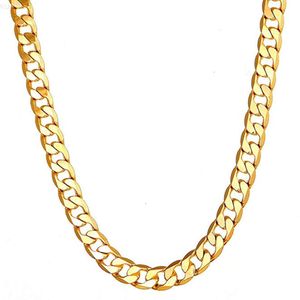 Ожерелье-цепочка из 18-каратного золота с кубинскими звеньями, мужские золотые цепочки