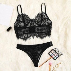 BHs Sets Spitze Dessous Set für 2024 Frauen Dessous Bequeme Bügel Tangas Damen Sexy Spleißen Einfache Unterwäsche