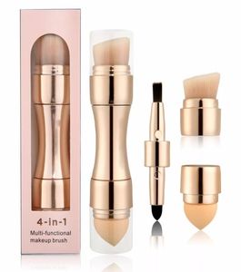 4 I 1 Makeup Brushes Foundation Eyeshadow Powder Brush Cosmetic concealer Lip Brush Goldrose Gold Color J17067164121