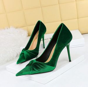 Women's Fashion Dress Shoes Luxury Heels High shoes Pointed Velvet Bow Business Shoes Women's Wedding Party High Heels