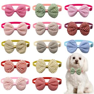 50100 PCS Plaid stripe Dog Bows söta husdjur bowties katt grooming accessoarer valp justerbar krage båge leveranser 240220