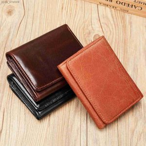 Money Clips Genuine Leather Mens Wallet Slim Minimalist Trifold wallet High Quality Business Rfid Blocking Card Holder Coin Pocket Wallet L240306