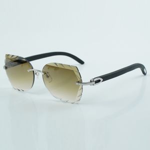 New style top quality luxury trendy black wood Sunglasses 8300817 for male and female with cut lenses size 18-135mm