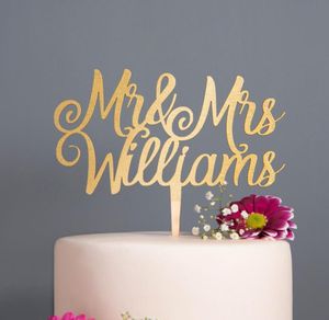 Personalised Calligraphy Mr Mrs Wedding Cake Topper Wooden Rose Gold2594995