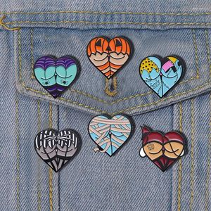 Brooches Halloween Heart Enamel Pins Sexy Hips Demon Pumpkin Spider Vampire Alloy Brooch Badge Trendy Fun Lapel Jewelry Gift For Friends