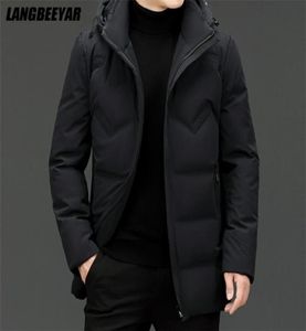 Men039s Down Parkas High End Brand Casual Fashion Long 90 Mens Duck Jacket With Hood Black Windbreaker Puffer Coats Winter CLO9447497