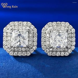 Stud Küpe Wong Rain 925 STERLING Gümüş 5 Mm Lab Safir Taş Kadınlar İçin Düğün Hediyeleri Güzel Takı