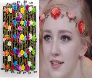 30PCS Flower Crown Headband Beautiful Rose Flower Headbands Girls Bohemian Style Wreath Wedding Floral Garland For Women3364717