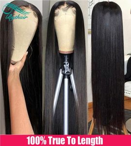 BYTHAIR Human Hair 13x6 HD Przezroczyste koronkowe peruki Silky proste z włosami dla niemowląt Wstępna naturalna linia włosów czarna kolor Ble2674928