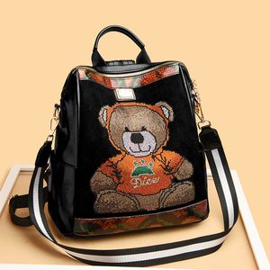 Factory wholesale ladies shoulder bag 2 colors sweet and lovely cartoon handbags outdoor casual leather women's backpack Joker printed student backpack 840#