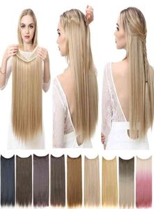 SARLA No Clip Halo Hair Extension Ombre Synthetic Artificial Natural Fake False Long Short Straight Hairpiece Blonde For Women 2203554990