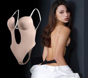 Bodysuit Shapewear Deep Vneck Bütün vücut şekillendiricileri Sırsız iç çamaşırı seksi tanga kadınları düğün zayıflama leotard push up korse1605234