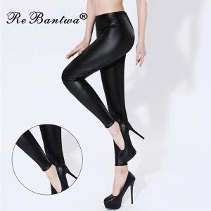 Leggings Plus Size 6XL 5XL High Waist Faux Leather Leggings Women Sexy Black High Elastic Stretch Leggings Shiny Pants Pencil Trousers