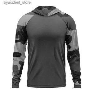 Men's Casual Shirts Long Sleeve Fishing Clothing Men Outdoor UV Jersey Hooded Coat Sunscreen Breathable Anti Mosquito Dry Thin Fishing Wear L240306