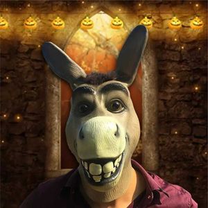 Designer Masks Adult Creepy Funny Latex Donkey Horse Head Animal Mask Halloween Cosplay Zoo Props Party Festival Costumes Mask one size