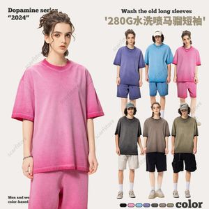 RSメンズ| 280g洗浄古い短袖Tシャツメンズアメリカンインスタグラムストリートドーパミンピュアコットントレンディブランド短袖Tシャツ