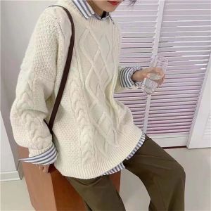 Cardigans Women White Cable Rory Gilmore Knit Cream Sweater Jumper