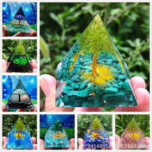 Decorative Objects Figurines New crystal ball gravel pyramid home crafts resin ornaments desktop ornaments new products T240307