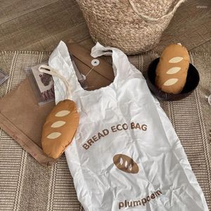 Alışveriş çantaları naylon fransız ekmek katlanabilir çanta yaratıcı depolama yeniden kullanılabilir karikatür eko su geçirmez tote gıda