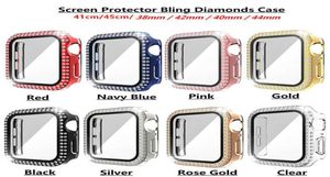 Diamant Screen Protector Watch Case for Apple IWatch 45mm 44mm 42mm 41mm 40mm 38mm Bling Crystal Full Cover Protective Cases PC BU4794098