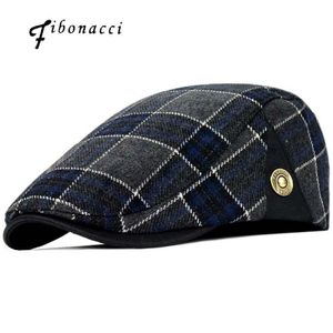 Fibonacci högkvalitativ retro vuxen basker män ullpläde cabbie flatcap hattar för kvinnors newboy caps271w