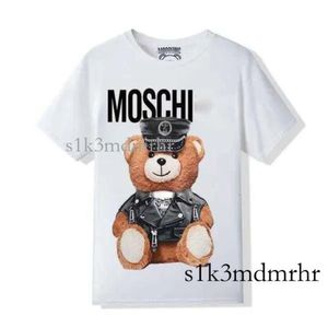 Projektant Moschino New Women's Moschino T-shirt Najwyższej jakości bawełniany graficzny koszulka Kobiet Kobiety Moschinos White Black Loose Tees 905