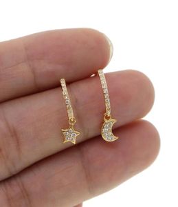 Wholestar Charm 925 Sterling Silver Earring High Quality Minimal Dainty Delicate Tiny Moon Star Drop Cute Girl Gift Silver JE2064910