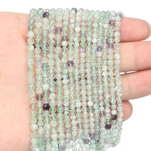 Pietre preziose sciolte 3 4 mm Pietra naturale Perline colorate di fluorite sfaccettate Piccole per gioielli fai da te Creazione di braccialetti Collana 15 pollici all'ingrosso