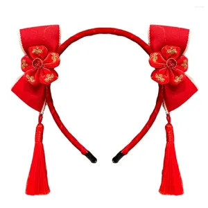 Haarschmuck Quaste Jahr Band Blume Haarball chinesischen Stil Kopfschmuck Filz Reifen Kind Kopfbedeckung rote Schleife Stirnband Kinder