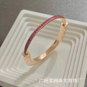Designer Tiffays New Lock Series Rose Gold Pink Diamond Bracelet Fashion Simple High Edition