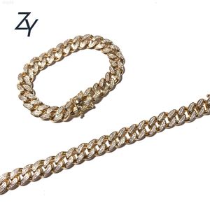 Hip hop elo de corrente curb pulseira design s925 prata novo para homens zircônia cúbica 18k banhado a ouro 925 prata esterlina zircão 11mm