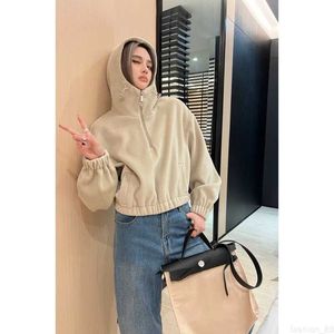 designer 23 AutumnWinter New Woolen Hooded Sweater with Elegant and Elegant Girl Style Fashion Versatile High Neck Short Sweater for Leisure Use J0B6