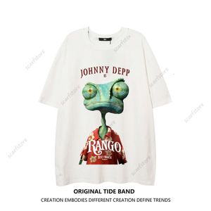 Sommarmens bomullsdragning Kort ärm 2023 Hip-Hop Overized Youth Casual Round Neck Mens T-shirt