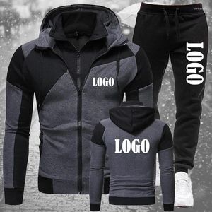 Herrspårsperioder Custom Logo 2024 Men Zipper Hoodies Pants Set Sweatshirt Sweatpants Manliga Gym Tops Byxor JOGGERS SPORTEWEAR