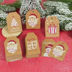 Christmas Decorations 100PCS Merry Tags Kraft Paper Card DIY Gift Wrapping Labels Santa Claus Hang Tag Ornaments Year Decoration