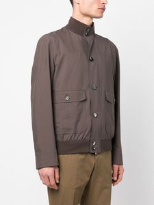 Projektantka kurtka Brioni Cotton-Silk Blend, wysoka szyja, mocowanie przedni