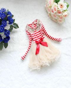 Vieeoease Girls Dress Christmas Stripe Abbigliamento per bambini 2020 Moda autunno Manica lunga Tutu in pizzo Abito da principessa Party KU0392648032