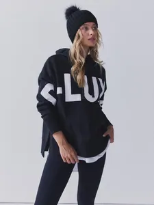 Худи женский rowow ретро -модный большой буквы с капюшоном 2024 Осень и зимний лишний топ с ленивым стилем
