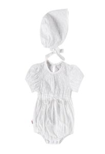 024m Born Baby Girl Short Sleeve Romper White Solid Hole Floral Jumsuit For Sweet Toddler Girls Jumpsuits5473612