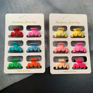 Hair Clips 6PCS/Set Fashion Colorful Small Wave Acrylic Geometry Hairpin Clip Claw Barrette For Women Girl Child Accessories Headwear