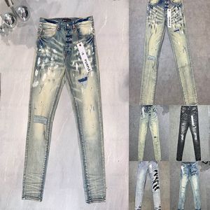 Designer-Lila-Jeans, große Größe 40, Herren-Damen-Lila-Markenjeans, gerade Hose, Streetwear-Jeanshose, Herrenmode, mehrfarbige Punk-Hose, Herren-Hip-Hop-Jeans