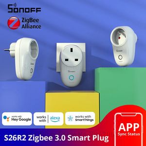 Sonoff S26 R2 ZigBee Smart Plug 16A EU Wireless Outlet de Fr UK Power Socket App Remote Control Work med Alexa Home 240228