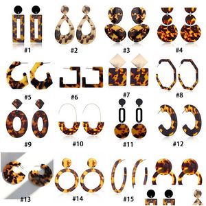 Dangle & Chandelier New Leopard Print Acrylic Acetic Acid Sheet Dangle Earrings For Women Geometric Circle Square Long Drop Statement Dhwym