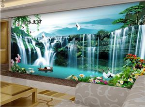 Özel Boyut Su Boya Peyzaj Boyama Mural 3D Duvar Kağıdı 3D Duvar Kağıtları TV Zemininde8103839