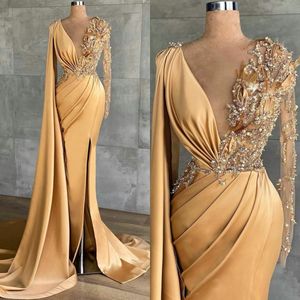 Graceful Mermaid Prom Gowns Pearls Evening Dresses One Shoulder Sequins Feather Custom Made Formal Party Dresses Plus Size